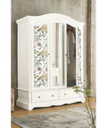 White wardrobe with vintage poppy pink peel and stick wallpaper for walls easy removable no mess no residue easy peasy DIY install