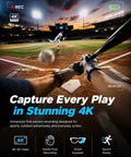 4K POV Baseball Glasses With Camera For Men And Women Sports Sunglasses Eyewear With HD Recording And Audio Video Capture Anti Glare Lenses For Running Cycling Hiking And Adventure Ice Blue capturing baseball game