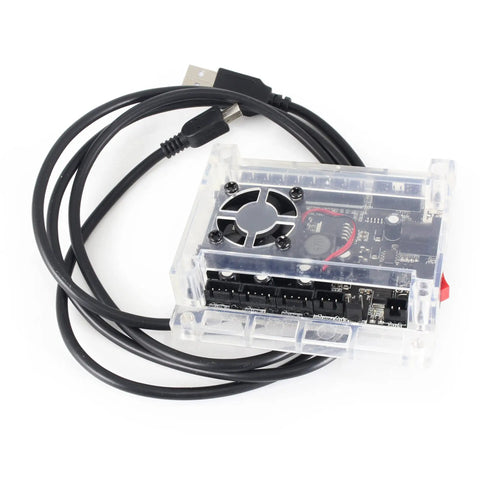 3 Axis GRBL 1.1f USB CNC Controller Board For CNC Router Engraver Milling Machine 3018 Pro enclosed in transparent case with cables