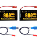 3.7V 900mAh LiPo Battery With JST Plug For MJX Syma Holy Stone Sky Viper RC Drones Including X56W X400 X400W X300C X400C X800 HS110 HS200 S670 Twin Pack Rechargeable Drone Batteries with USB chargers