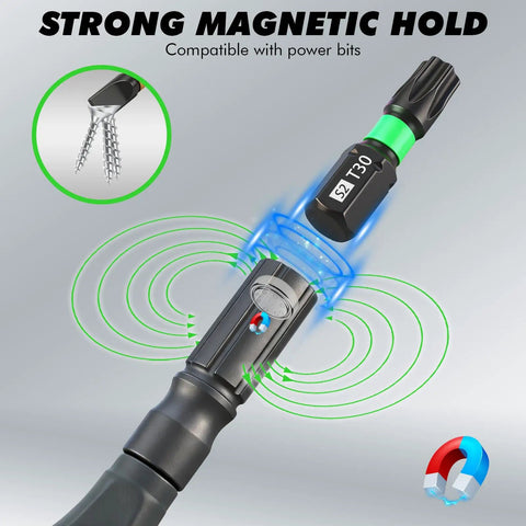 Hella Versatile 46 In 1 Magnetic Ratchet Screwdriver Kit featuring strong magnetic hold with power bits for efficient use.