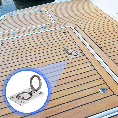 Flush Ring Pull Handle In Stainless Steel For Cabinets And Boats Hidden Recessed Square Lift Design Solid Marine Grade Deck Lid Door