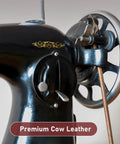 Two Pack Leather Heavy Duty Treadle Sewing Machine Belts 72 Inch 3 Sixteenth Inch Replacement With Hooks For Vintage Singer Jones Sewing Machines Plus 23 Accessories Kit, premium cow leather belt on sewing machine wheel