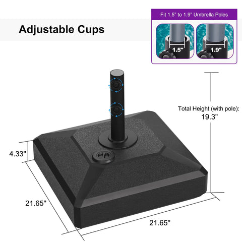 Patio Market Umbrella Base With Casters 154 Lbs Load Capacity Sand And Water Filled Easy Rolling Stand for standard umbrellas