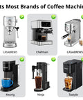Fits most brands of coffee machines including Casabrews, Chefman, Keurig, Ninja, Tastyle with displayed drinks.