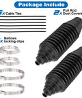 Universal Inner Tie Rod Boot Kit with dustproof silicone boot, cable ties, and clamps, 2 pieces for steering systems