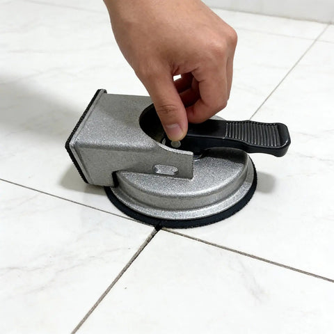 DIY Easy Grip Suction Cup Floor Repair Tool For Quick Fixes At Home Without Pros Millimeter Precision Positioning Durable ABS And Rubber Build Great For Rentals And Renovations in use on tile floor