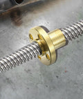Close-up of Two Pack Tr8x8 Lead Screw Brass Nut for 3D printers and CNC machines, trapezoidal ACME nut on screw