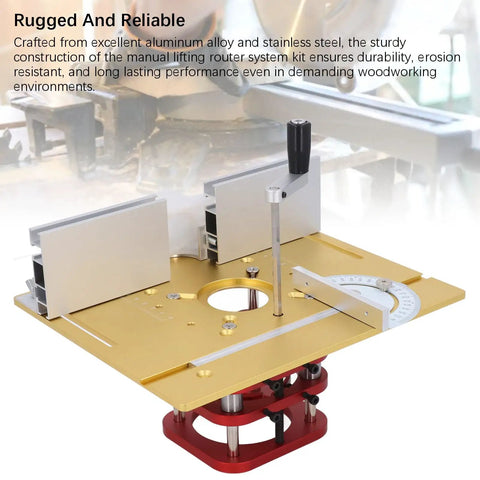 Pro Grade Router Lift Kit With 51mm Stroke And 4 Jaw Clamping System For Router Tables Easy Install Manual Height Lifter Base With Aluminum Insert Plate For Precise Woodworking, aluminum router table lift with manual handle