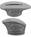 Finger Guard Bolster Set For Knife Making 2 Pieces Stainless Steel Guards And Pommel Bolsters with ornate design in silver.