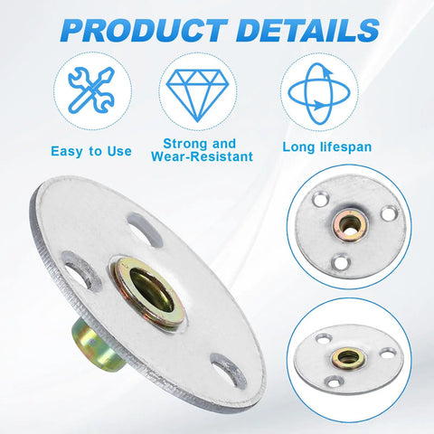 Top Tier M8 Brad Hole Tee Nuts And Round Base Weld Flange Inserts With Self Tapping Screws For Wood Furniture And Heavy Duty Shed Build No Sweat Setup, showing strong and wear-resistant flange.