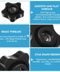 Black Plastic Head Through Knob Set With Brass Insert 3/8-16 Female Thread Star Nut Style Clamping Knobs 30 Pcs For Heavy Duty Fastening Easy DIY Assembly And Secure Bolt Clamps, 40mm