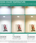 8 in IC Rated Recessed Ceiling Light, 18W 1260LM Slim Flat Panel LED Downlight, 3000K/4500K/6000K Selectable options displayed.