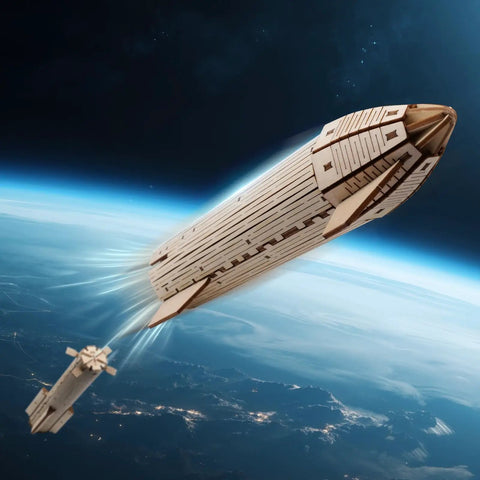 Hands On 3D Wood Puzzle For Adults SpaceX Starship Super Heavy Booster DIY Rocket Model Kit, space display