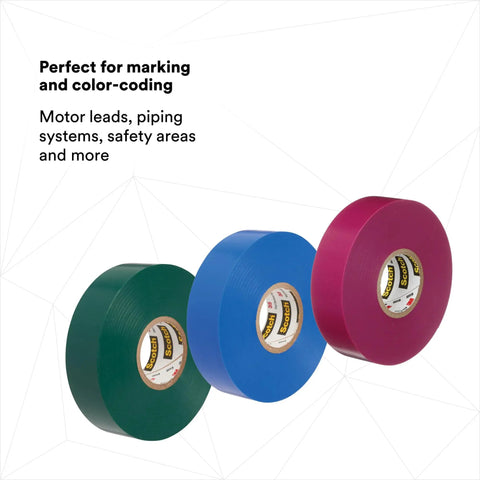 Premium 35-Pack Color Coding Electrical Tape Rainbow Half Inch By Twenty Feet 7-Mil Thick Insulated Tape with high-visibility colors