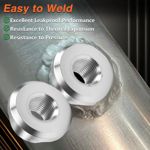 Heavy Duty 1/8 Inch NPT Female Weld On Bung Fitting Aluminum Fuel Tank Valve Connector With TIG Welding Wire Rock Solid For Custom Drum And Pipeline Builds on welded surface.