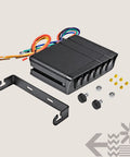 6 Gang 12V Rocker Switch Box With 40 Amp Max Heavy Duty 12 AWG Wiring SPST On Off Panel for Auto Marine shown with accessories