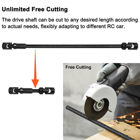 Beefy 1/10 Crawler Driveshaft Stainless Steel 68 To 229mm Adjustable Length Universal Joint being cut to size