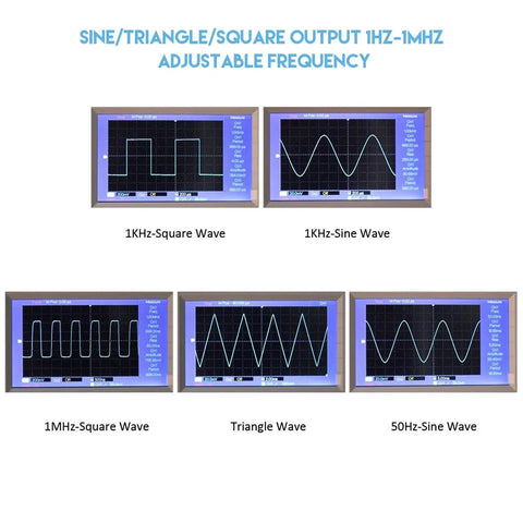 Graph outputs of XR2206 Precise Function Signal Generator Module Pro Grade DIY Kit With Sine Square Triangle Outputs