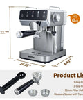 Espresso Machine With 20 Bar Pressure, Touchscreen Interface, Milk Frother And Hot Water, Stainless Steel Coffee Maker for Home or Office