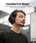 Person wearing Ultra Low Latency Wireless DJ Headphones With 20ms Lag, 120 Hour Battery, Hi Res LDAC Audio, comfortable fit