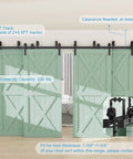 11Ft Four Doors Double Track Bypass Sliding Barn Door Hardware Kit Hardware Only No Doors Included Stainless Steel Rails