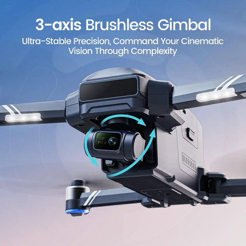 Super Cool Three Axis Gimbal Drone With Camera For Adults captures professional eight K photos with level six wind resistance.