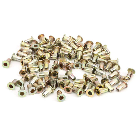 100 Piece M3 Zinc Coated Rivet Nut Set With Low Profile Threaded Inserts Shop Grade Assortment Kit showing assorted rivet nuts.
