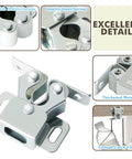 Double Ball Roller Cabinet Door Latch and Catch Kit for Cupboard Closets Easy Install Hardware Cold Rolled Steel Silver Detail