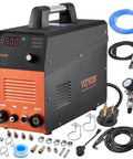 Pro Spec 50 Amp Plasma Cutter With Non-Touch Pilot Arc Torch, Dual Voltage 110V And 220V IGBT Inverter, showing power display and accessories.