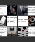 Fully Automatic Coffee And Espresso Machine With Built In Silent Grinder All In One Home Coffee Maker functions and design features with text overview.