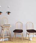 Brown U Shaped Foam Seat Cushions on wooden dining chairs, 17 by 15 inches, thick high-density foam, non-slip grip cover