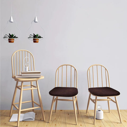 Brown U Shaped Foam Seat Cushions on wooden dining chairs, 17 by 15 inches, thick high-density foam, non-slip grip cover
