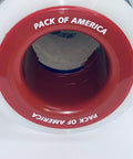 Kickass Ergonomic Plastic Hand Savers For Stretch Film Dispensing Slick Universal Handles Fit 2.95 To 3.05 Inch Cores, showing a cardboard spool with red labeling.