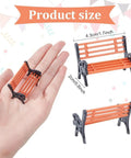 Two Piece Miniature Park Bench Set For Fairy Gardens And Dollhouses, Realistic Outdoor Bench Seating Kit in hand for scale