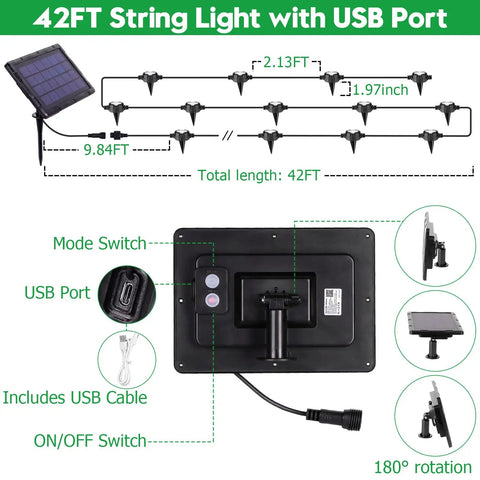 RGB Pathway Lights 42 Ft With USB Charging Waterproof Yard Garden Walkway Lights Smart App Control And Remote Music Sync Timing