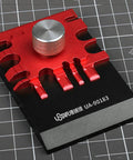 Metal Small Etched Parts Bender Model UA90183 for hobbyists, red and silver tool on grid background