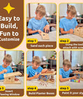 A child assembling a Modern Birdhouse DIY Kit For Kids And Adults Build Your Own Woodworking Craft Easy Fam Bonding Project For Skill Building Creative Woodworking Kit For Home Decor And Fun.