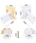 Built Different White Drawer Slide Socket Kit For Fast RV Camper Remodels Featuring Heavy Duty One Inch Rail Bushings dimensions and detail view.