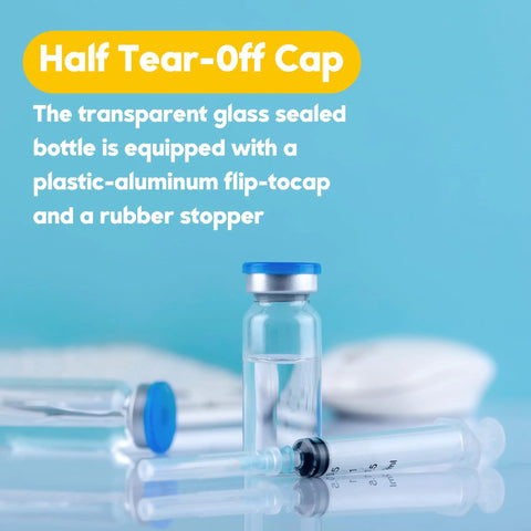 10mL Injection Vials With Self Healing Port And Sealed Cap Clear Glass With Transparent Design For Easy Visual Checks Secure Seal No Fuss Spill Proof For Multi Use Sampling, half tear-off cap