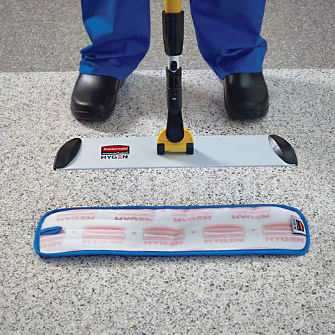 HYGEN Microfiber Quick Connect Mop Frame 18 Inch Silver For Heavy Duty Floor Cleaning In Commercial And Industrial Settings Bucketless Mopping System For Faster Coverage Easy Attach Dusting And Wipe Down