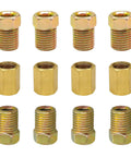 Brass Inverted Flare Brake Line Fittings Kit 12 Pieces Three Eighths Inch With Twenty Four Threads Four Unions And Eight Nuts For Three Sixteenths Inch Brake Line Tube Rust Resistant Beefy Heavy Duty Auto Hardware, 12 brass fittings