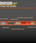 Magnetic Heavy Duty I Beam Aluminum Level 24 Inch In Orange With Oversized Vials And Hands Free Setup for precise framing