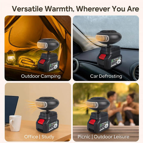 Solid Battery Powered Space Heater With A Dependable 12000 Mah Battery Pack And 170 Watts Of Sick Cordless Heat for outdoor camping, car defrosting, and office use.