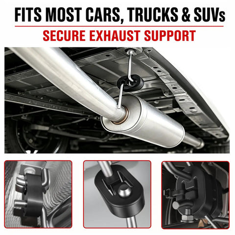 Ultimate 17-Piece Heavy Duty Exhaust Hangers Kit With Specialty Removal Tool For Effortless Undercarriage Repair And Fast DIY Car Fixes Today. universal undercarriage exhaust hanger set, mild steel and rubber, for cars, trucks, and SUVs
