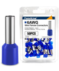 Beefy Heavy Duty AWG 6 Wire Ferrule Connectors Blue Insulated Copper Terminals 12mm Crimp Pin Ends 50 Pcs packaging