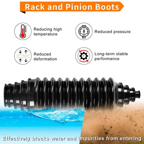 Rack And Pinion Boot Kit With Silicone Inner Tie Rod Boots, Bellows And Clamps, Waterproof Dustproof Steering Rack Boot