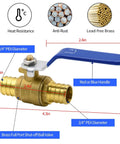 Ten Pack Brass PEX Ball Valves Three Quarter Inch Full Port Shut Off Quarter Turn Red And Blue For Hot Water Cold Water