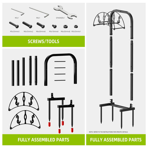 Freestanding Garden Hose Holder With 4 Spikes Heavy Duty Hose Reel Keeps 150 Ft Of Hose Neatly Stored assembly parts