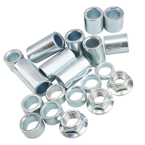 20 Piece M12 Spacer Sleeve Bushing Kit For Motorcycle ATV Dirt Bike Moped Mini Bike MX650 Includes 17 Bushings Of Varied Lengths And 3 Lock Nuts Industrial Steel 12mm Spacers For Tight Fit And Vibration Reduction, steel bushings and lock nuts